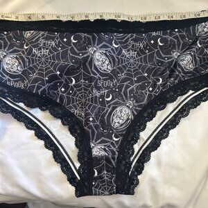 Morvia 1pc Black lace goth Emo Punk panties 3X or 4X pick Spiders Web Bats Cats